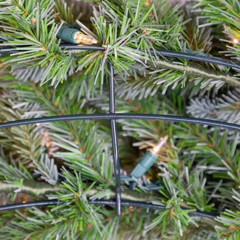 Couronne de Noël épinette artificielle bleue pré-éclairée, H 48 po x l 48 po x P 8 po
