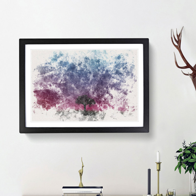 Tree Under the Cosmos - Picture Frame Painting Print, 45cm H x 63cm W x 2cm D, Black Framed