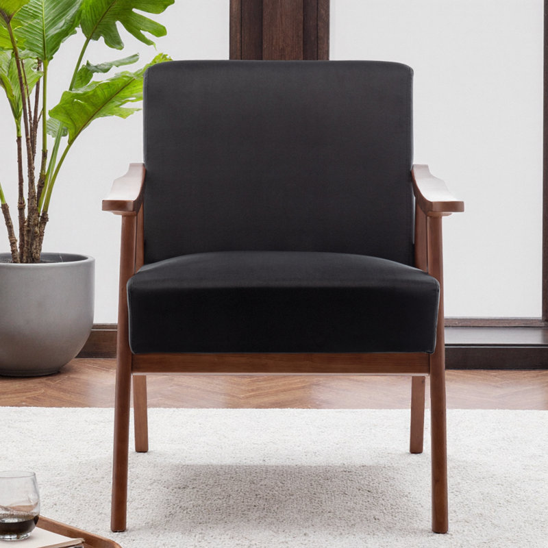 Fauteuil l 26,37 po Jamesina, Polyester noir