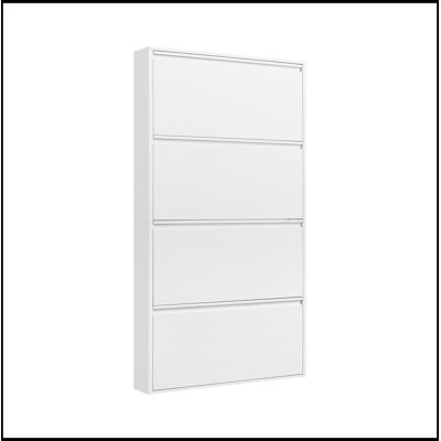 Wall Mounted Metal Shoe Cabinet with 4 Flip Drawers