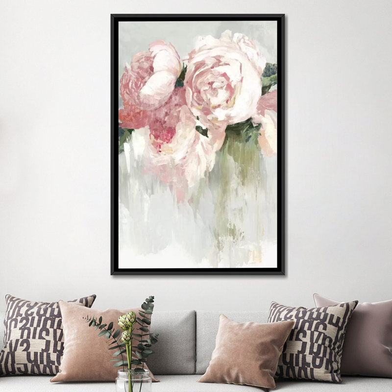 «Peony», reproduction sur toile, H 60 po x l 40po x P 1,5 po, Toile avec cadre noir, Pas de tapis