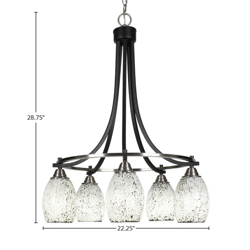 Michell 5-Light Chandelier, Matte Black/Brushed Nickel