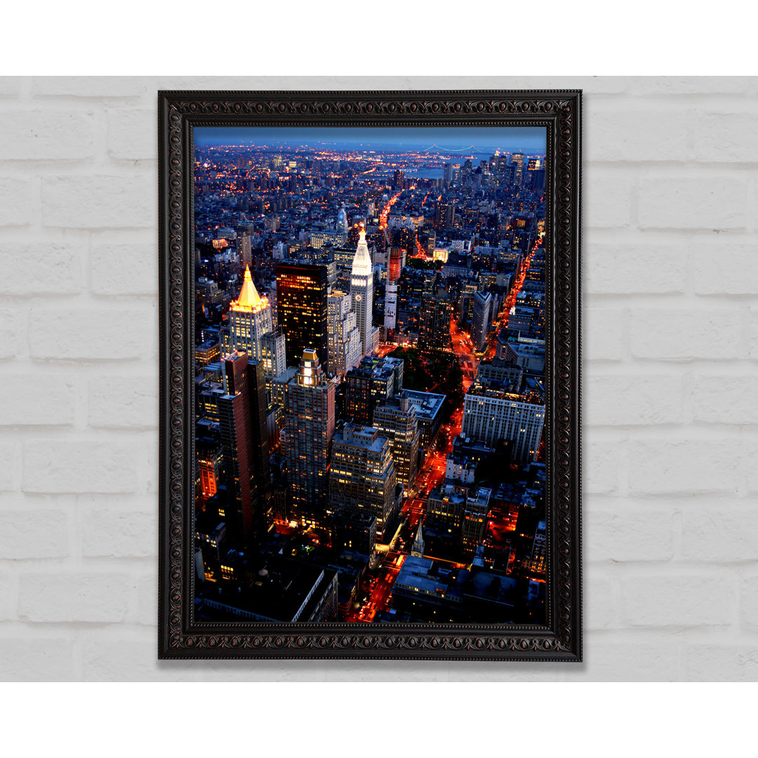 Gerahmter Kunstdruck Nyc Ariel View City Lights