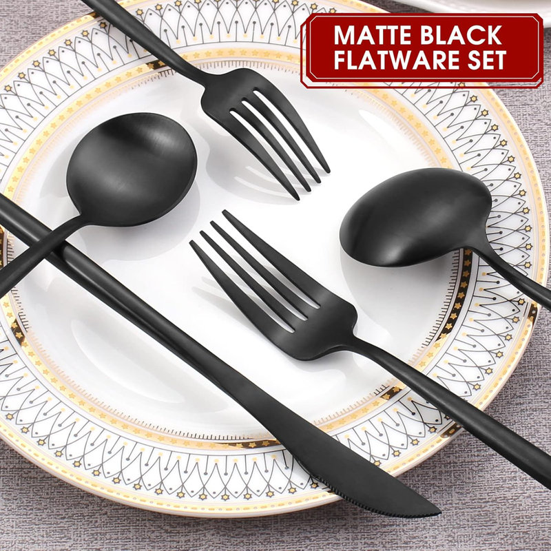 Ensemble de couverts 40 pièces en acier inoxydable, ensemble de couverts à finition mate pour 8, vaisselle durable pour la maison et le restaurant, ustensiles allant au lave-vaisselle