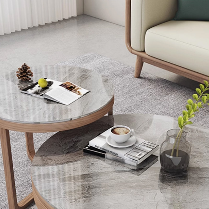 Ensemble de tables basses Design Sense Rock Plate, Gris clair