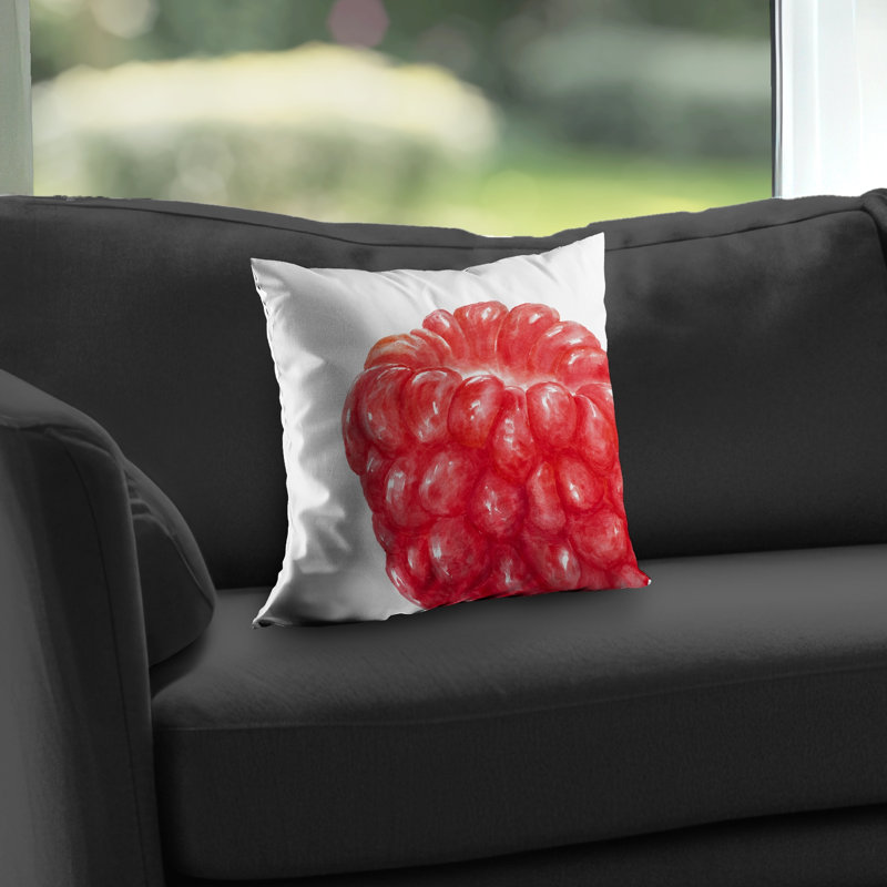 Raspberry - Illustrative Red Poly Twill Throw for Home Decor