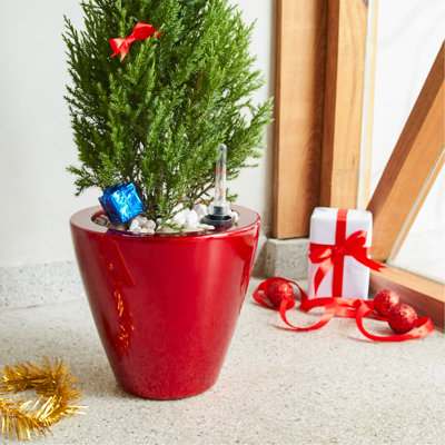 2-Pack Smart Self-Watering Planter Pot For Indoor And Outdoor - Red - Round Cone