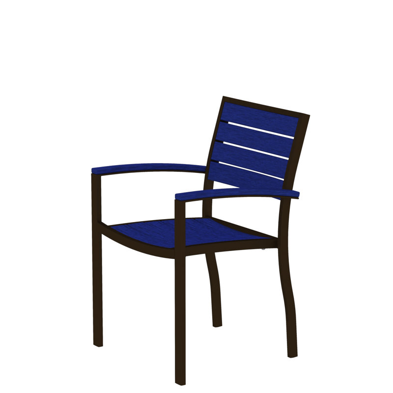 Chaise de salle à manger POLYWOOD Euro, Bleu pacifique, Bronze texturé