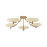 Troy Lighting Wolfe 60 inch wide 5 Light Semi Flush in Patina Brass/Soft Sand
