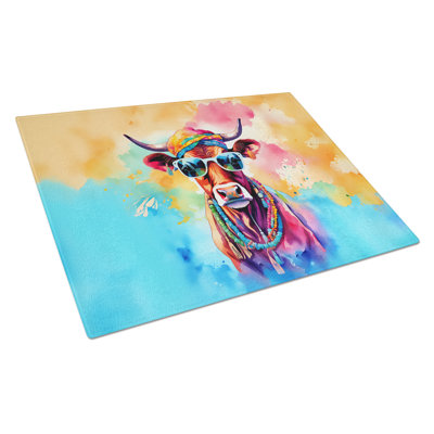 Hippie Animal Cow Glass Cutting Board