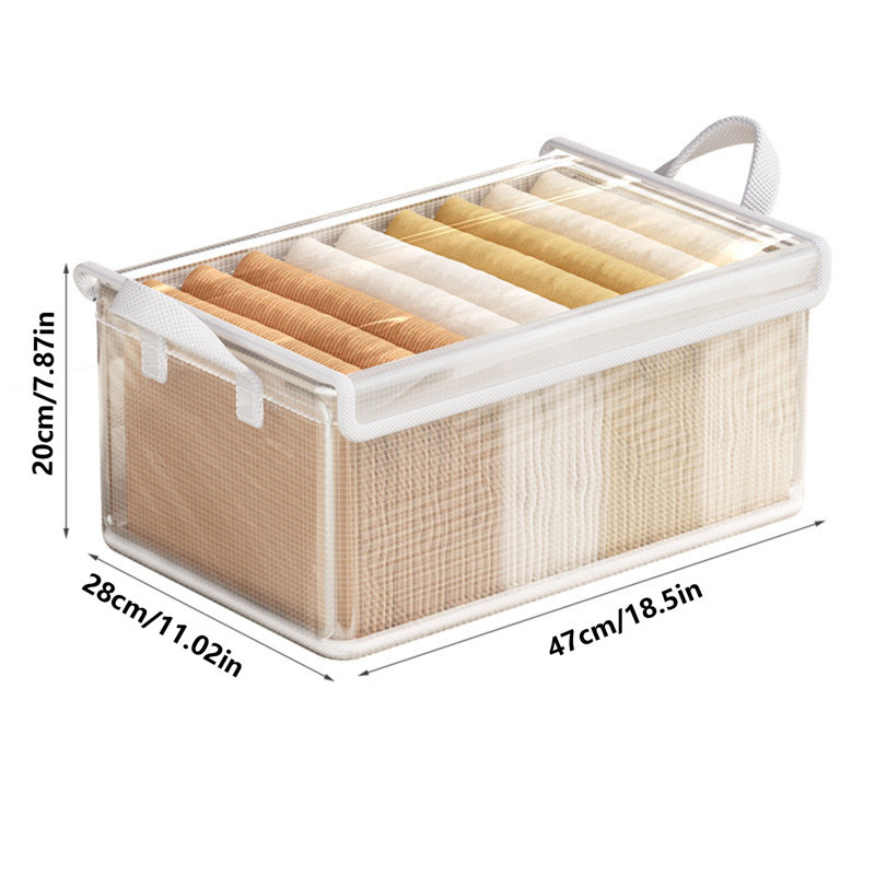 Foldable Clothes Storage Bin With Clear Lid  Waterproof Fabric Organizer Box With Handles  Stackable Storage Container