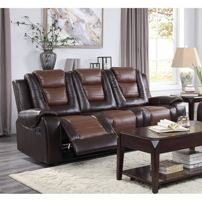 Modern Sofa Luxury Sofa Dual Reclining With Center  Holders  Formal  Furniture Premium  Upholstery Comtable -Tone  Finish
