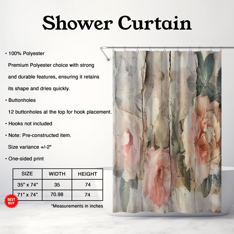 Rideau de douche Forti, H 74 po x l 71 po