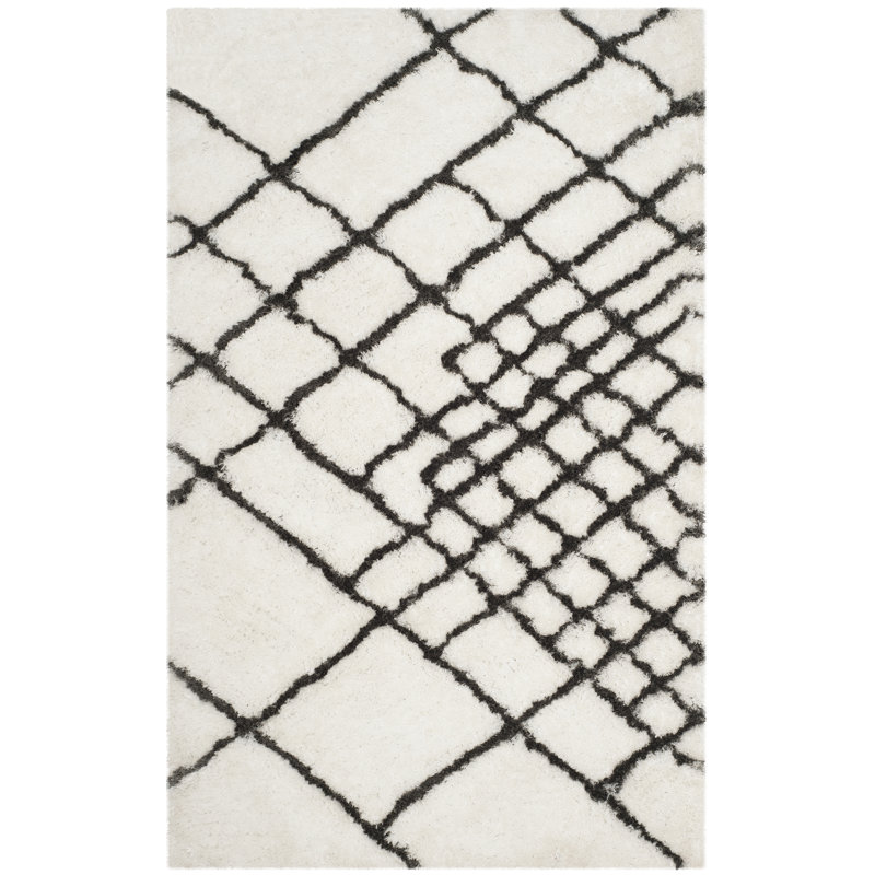 Tapis à poil long touffeté à la main à motif géométrique Aderita Toronto, Rectangle 5 pi x 8 pi