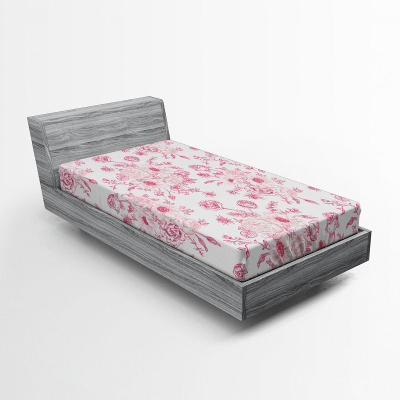 Twin White Microfiber Floral Print Kids Sheet Set
