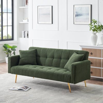 71.7-Inch Green Teddy Fleece Sofa Bed by Wrought Studio