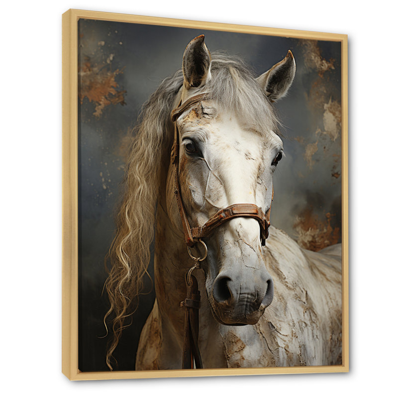 Lasaundra White Horse, H 20 po x l 12 po x P 1 po, Cadre flottant érable