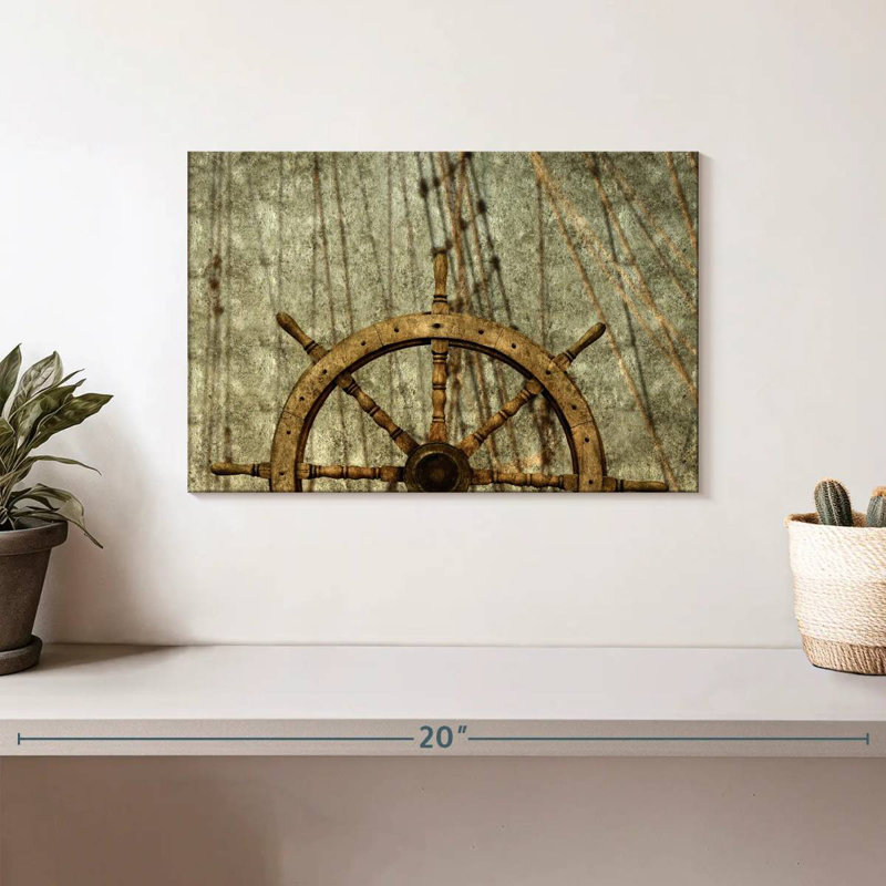 Old ship wheel Aletra, H 8 po x l 12 po