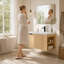 Ensemble de meuble-lavabo 24 po avec lavabo en céramique, armoire de rangement à finition chêne avec portes à fermeture en douceur, ensemble de meuble-lavabo compact pour petite salle de bain