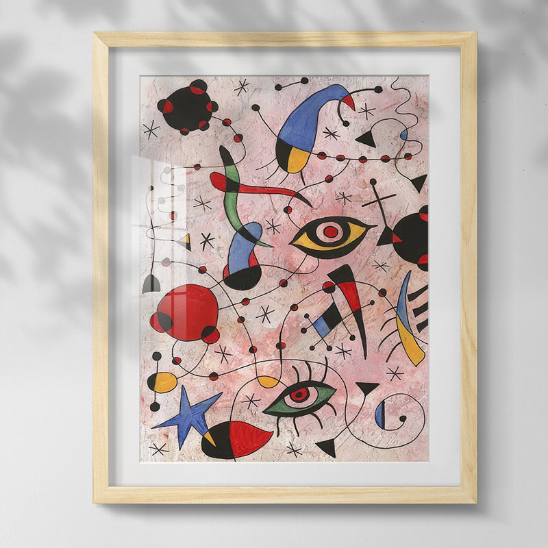 " Miro Memoirs II ", White, Natrual Framed Paper
