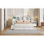 Lit plateforme double en bois avec espace de rangement multifonctionnel, table de chevet, 2 tiroirs, ports USB et bureau