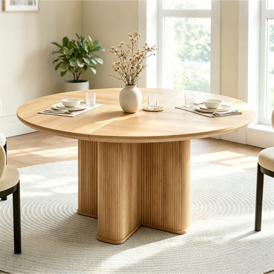 47" Round Dining Table For 4-6, Cross Pedestal Thickened Base, Kitchen Table For Kitchen Living Room