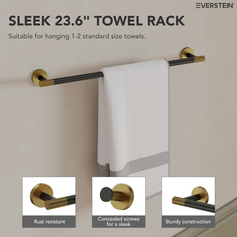 4 - Piece Bathroom Hardware Set, Matte Black/Brushed Gold