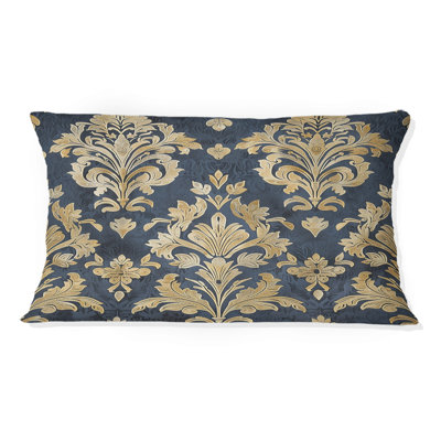 Coussin lombaire traditionnel damassé bleu intemporel III