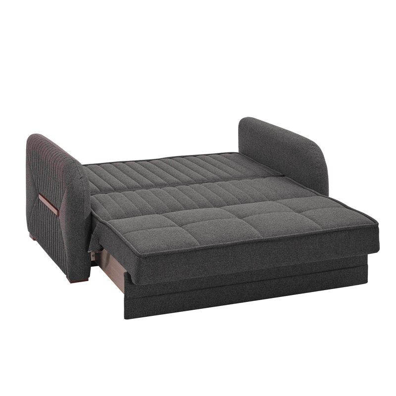 Causeuse convertible rembourrée avec rangement, tissu chenille, Gris