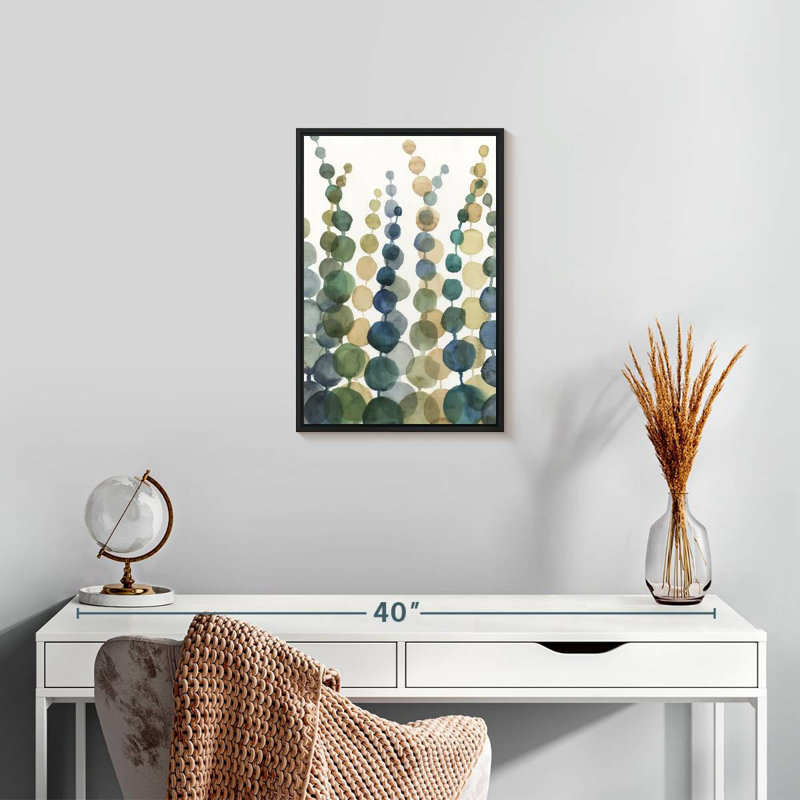 Pompom Botanical I, 13 po x 19 po, Cadre flottant noir