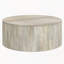Table basse tambour en bois de manguier, fini blanchi