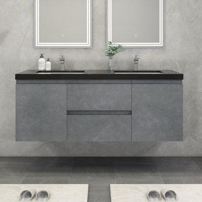 Castin 60" Wall-Mounted Double Bathroom Vanity Set