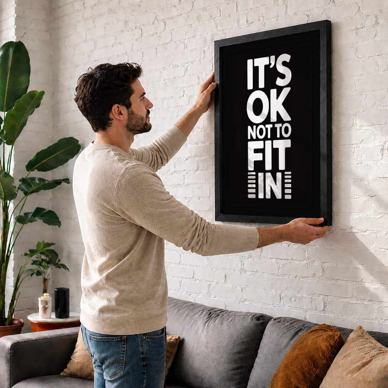 It's OK Not To Fit In Typography - Print, Unframed, A4 - 29.7 x 21.0 cm