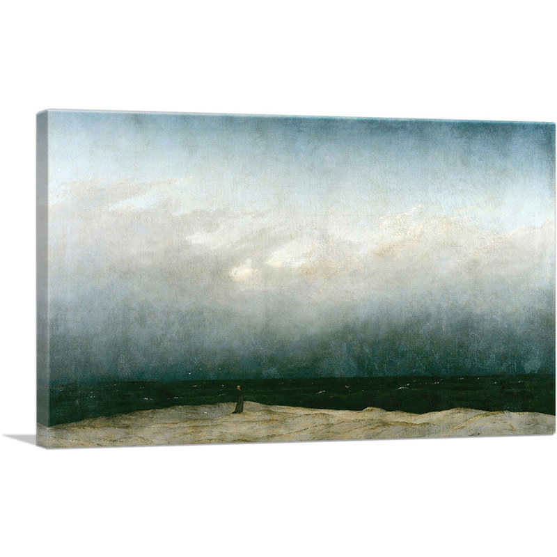 " Monk By Sea 1808 " by Caspar David Friedrich Painting Print, 26" H x 40" W x 0.75" D