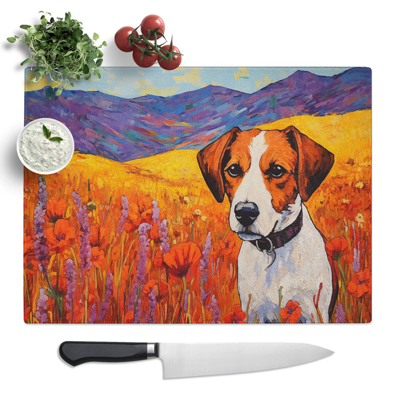 Jack Russell Colour Field  Glass Chopping Board