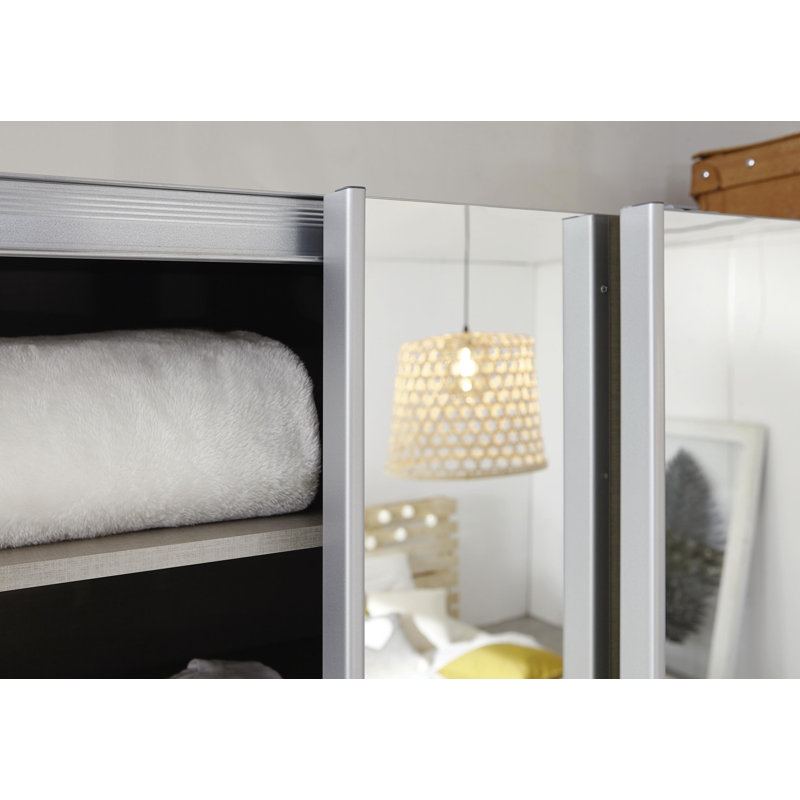 Caracas 3 Door Sliding Wardrobe, Basic, 210cm H x 271cm W x 62cm D, Grey Metallic