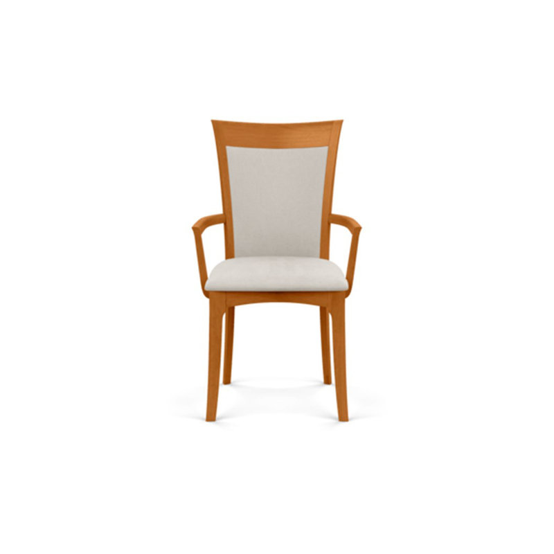 Morgan Upholstered Arm Chair, Natural Cherry, Microseude Onyx
