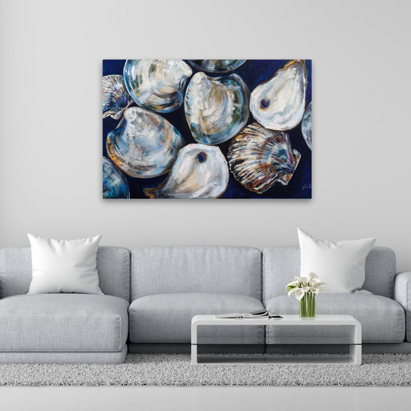 Le rivage bleu et brun trouve de l'art, H 40 po x l 60 po