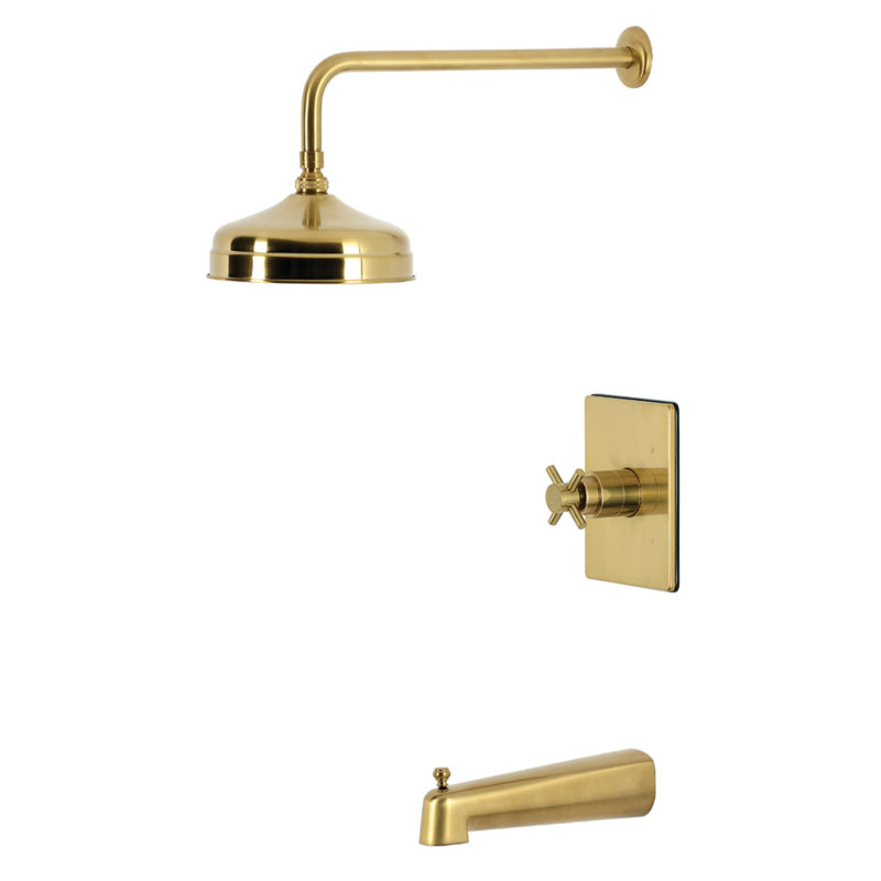 Kingston Brass Concord Single-Handle Pressure Balanced Tub and Shower Faucet, Brushed Brass