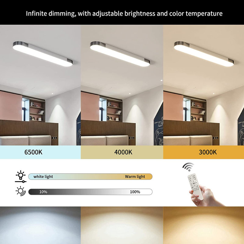 Masek 1 - Light 39.4" Rectangle LED Flush Mount, White/Black