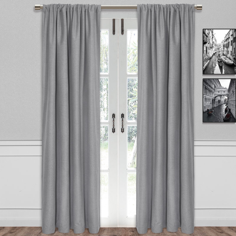 Hollon Blackout Curtain Single Panel, Grey, 52" W x 84" L