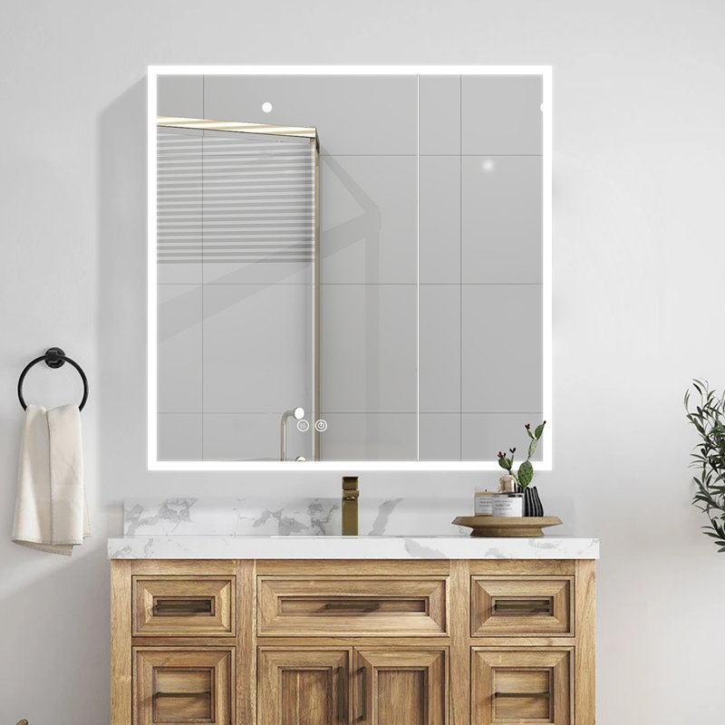 Azamat 30"H Recessed or Surface Mount Frameless LED Medicine Cabinet With  Adjustable Shelves, 30" H x 30" W x 4.63" D, Dual