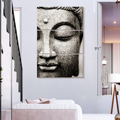 Image de bouddha méditant - 3 pièces sur toile tendue