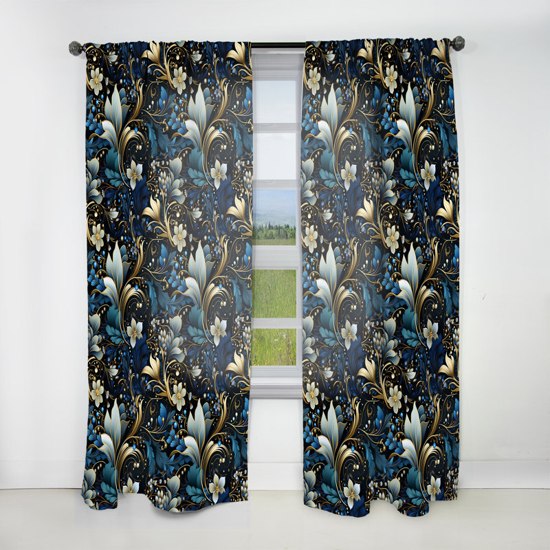 Victorian Elegance Paisley Motif - Rideau floral, L 52 po x L 108 po