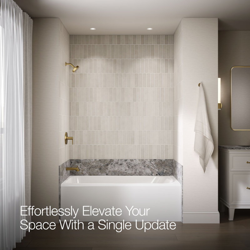 Pitch Tub and Shower Faucet, Vibrant Brushed Moderne Brass