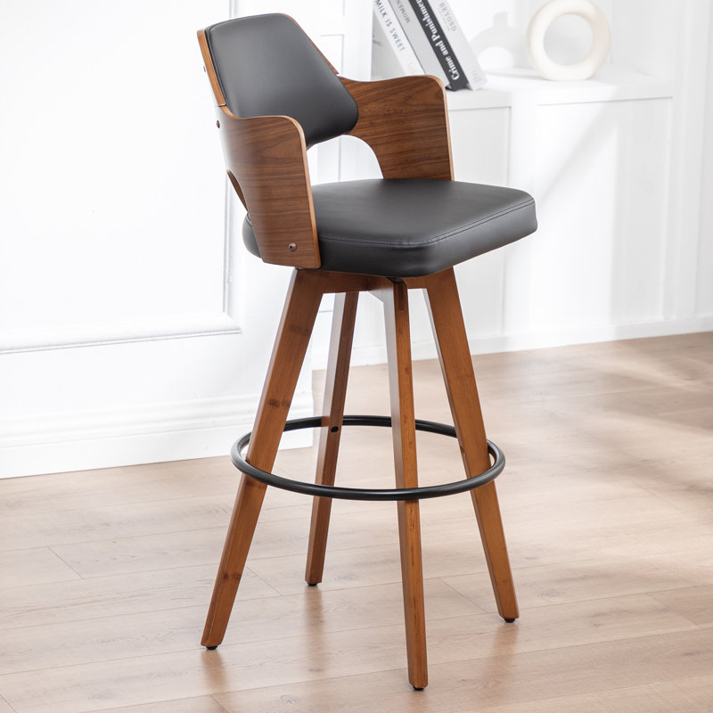 Swivel Upholstered Counter Stool, Counter Stool (26.77" Seat Height), Black