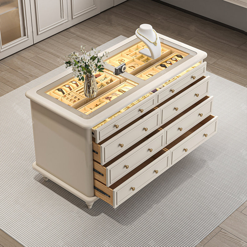 Armoire de présentation et de rangement de bijoux en émail blanc de style français 62,99 "