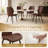 Modern PU Leather Dining Chair, Ergonomic Upholstered Side Chair with Black Metal Legs, Brown (Set of 4)-2006973337