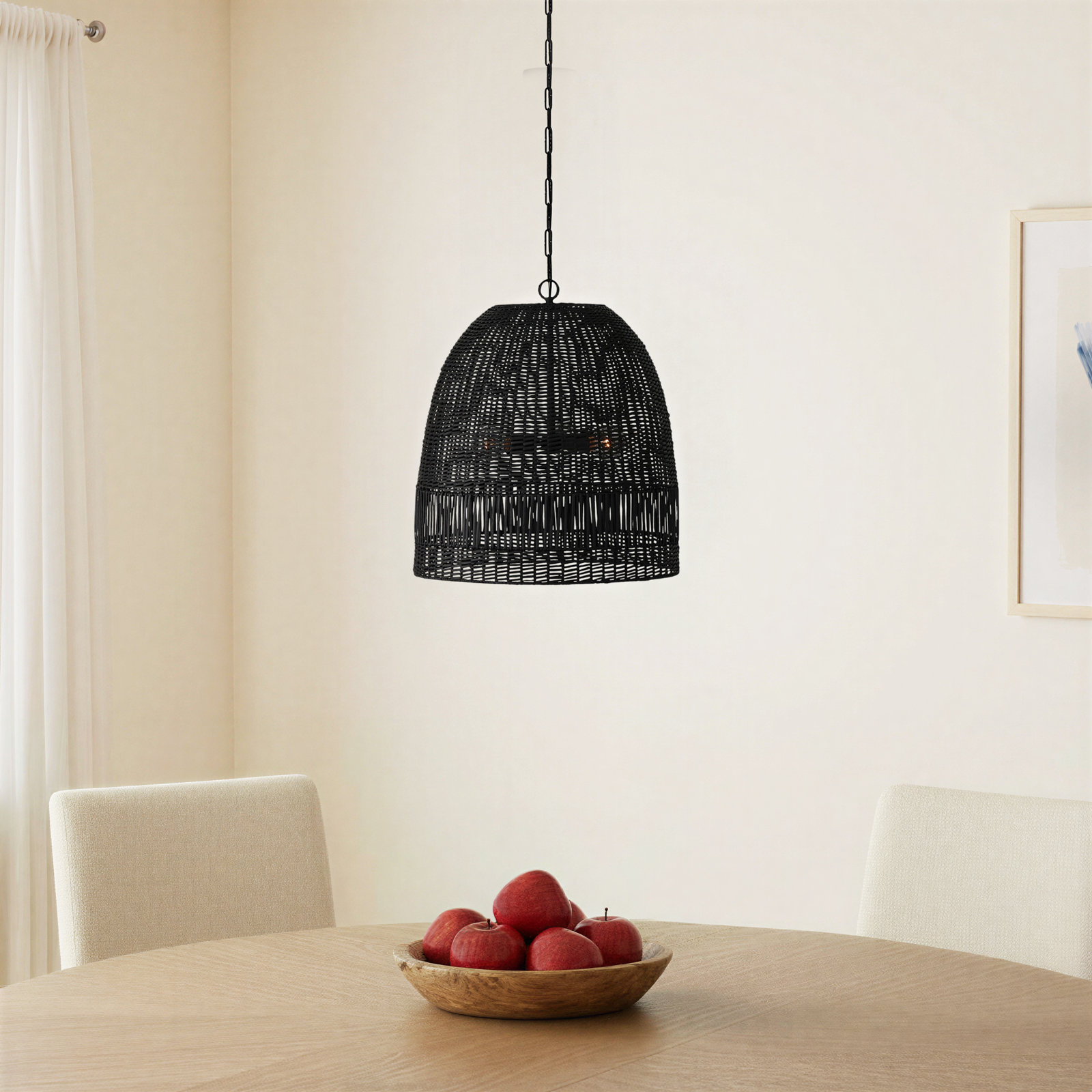 3 Light Rattan Dimmable Pendant