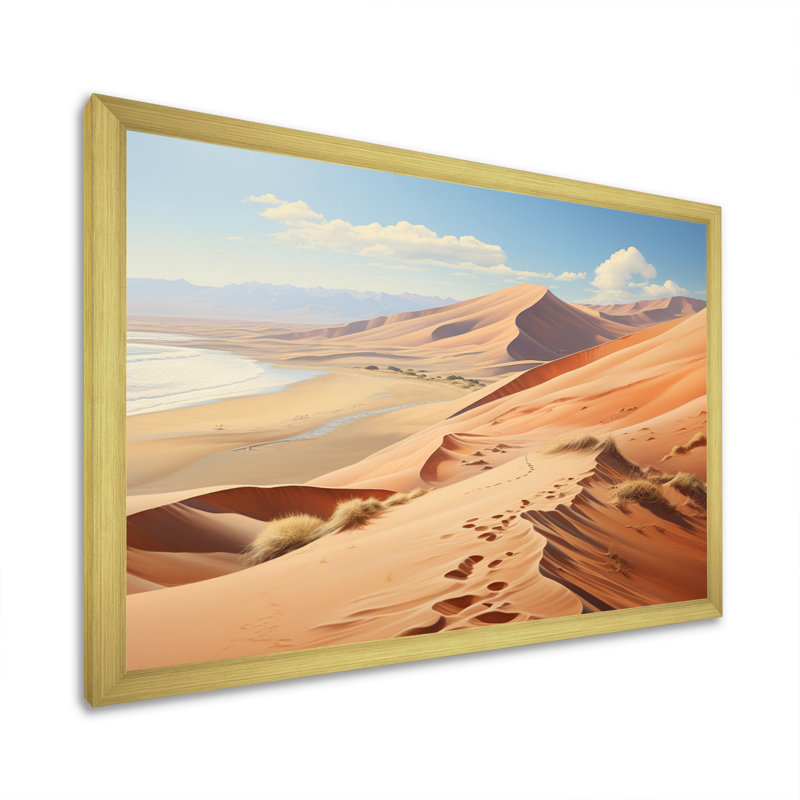 Desert White Dunes Majesty I - paysages, impressions d'art mural, Cadre doré à une seule photo, H 34 po x l 44 po x P 1,5 po